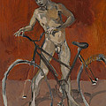 Boy with bicycle red oxide