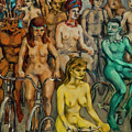 Nude cyclists with bodypaint